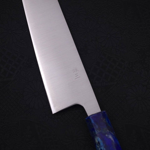 Bunka Silver Steel #3 Polished Ocean Blue Handle 170mm-[Musashi]-[Japanese-Kitchen-Knives]