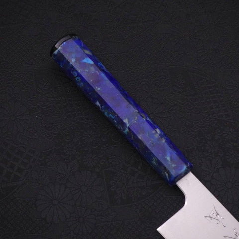 Bunka Silver Steel #3 Polished Ocean Blue Handle 170mm-[Musashi]-[Japanese-Kitchen-Knives]