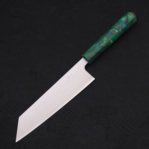 Bunka Silver Steel #3 Polished Ocean Green Handle 170mm-[Musashi]-[Japanese-Kitchen-Knives]