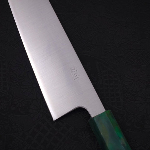 Bunka Silver Steel #3 Polished Ocean Green Handle 170mm-[Musashi]-[Japanese-Kitchen-Knives]