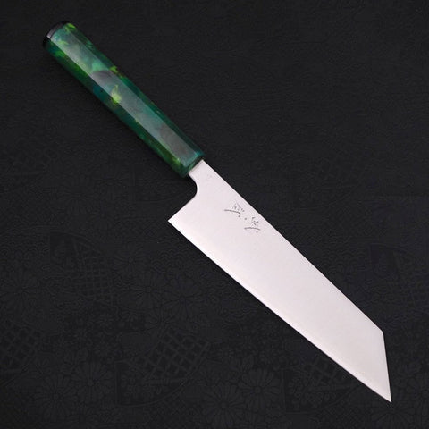 Bunka Silver Steel #3 Polished Ocean Green Handle 170mm-[Musashi]-[Japanese-Kitchen-Knives]