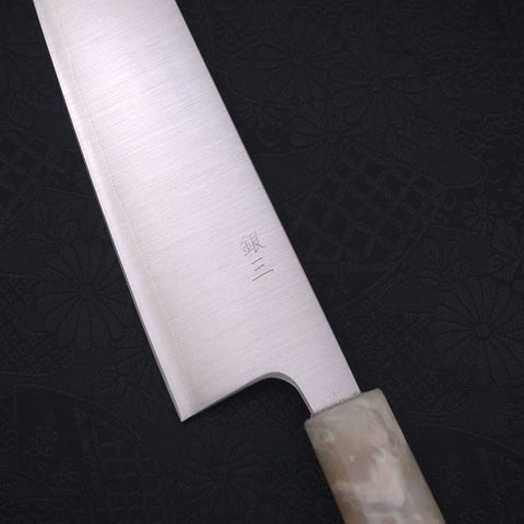 Bunka Silver Steel #3 Polished Ocean White Handle 170mm-[Musashi]-[Japanese-Kitchen-Knives]