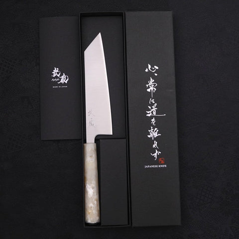 Bunka Silver Steel #3 Polished Ocean White Handle 170mm-[Musashi]-[Japanese-Kitchen-Knives]