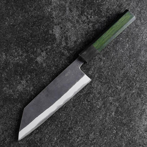 Bunka Stainless Clad Blue Steel #2 Kurouchi Green Urushi Handle 170mm-[Musashi]-[Japanese-Kitchen-Knives]