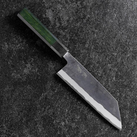 Bunka Stainless Clad Blue Steel #2 Kurouchi Green Urushi Handle 170mm-[Musashi]-[Japanese-Kitchen-Knives]