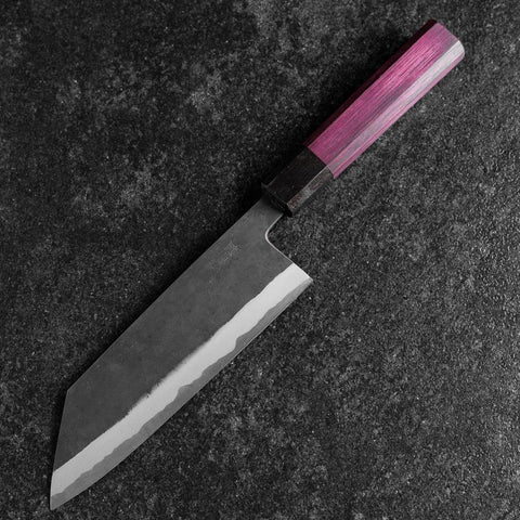 Bunka Stainless Clad Blue Steel #2 Kurouchi Purple Urushi Handle 170mm (6.7”)-[Musashi]-[Japanese-Kitchen-Knives]