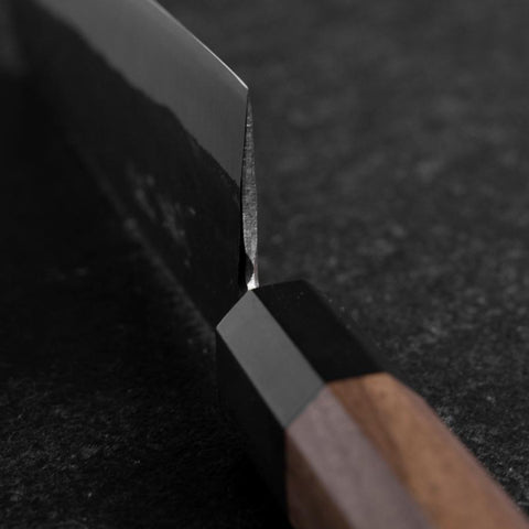 Bunka Stainless Clad Blue Steel #2 Kurouchi Walnut Handle 165mm (6.5”)-[Musashi]-[Japanese-Kitchen-Knives]
