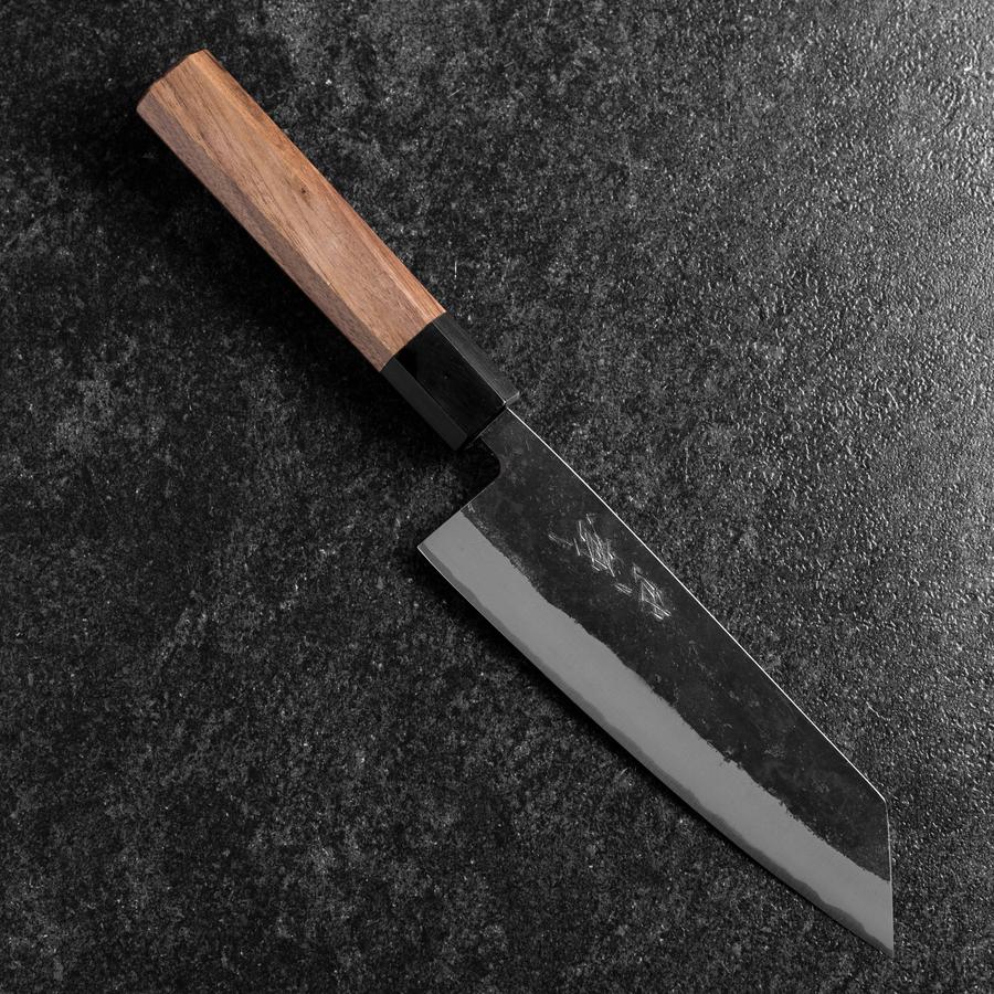 Bunka Stainless Clad Blue Steel #2 Kurouchi Walnut Handle 165mm-[Musashi]-[Japanese-Kitchen-Knives]