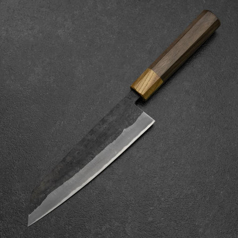 Bunka Stainless Clad Blue Steel #2 Kurouchi Walnut Zelkova Handle 180mm-[Musashi]-[Japanese-Kitchen-Knives]