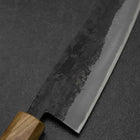Bunka Stainless Clad Blue Steel #2 Kurouchi Walnut Zelkova Handle 180mm-[Musashi]-[Japanese-Kitchen-Knives]