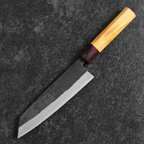 Bunka Stainless Clad Blue Steel #2 Kurouchi Zelkova Handle 180mm-[Musashi]-[Japanese-Kitchen-Knives]