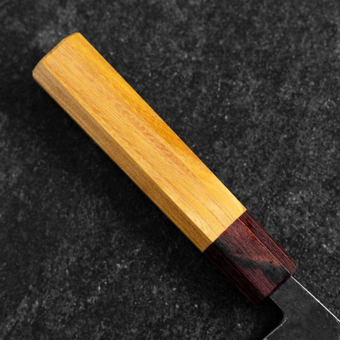 Bunka Stainless Clad Blue Steel #2 Kurouchi Zelkova Handle 180mm-[Musashi]-[Japanese-Kitchen-Knives]