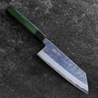 Bunka Stainless Clad Blue Super Kurouchi Green Urushi Handle 170mm (6.7”)-[Musashi]-[Japanese-Kitchen-Knives]