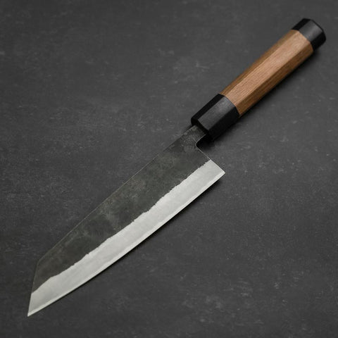 Bunka Stainless Clad Blue Steel #2 Kurouchi Walnut Handle 180mm-[Musashi]-[Japanese-Kitchen-Knives]