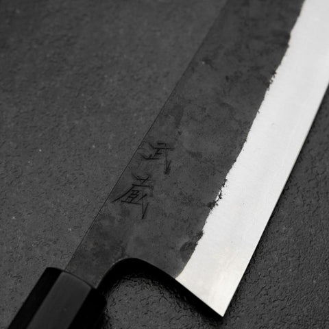 Bunka Stainless Clad White Steel #2 Kurouchi Buffalo Magnolia Handle 170mm-[Musashi]-[Japanese-Kitchen-Knives]