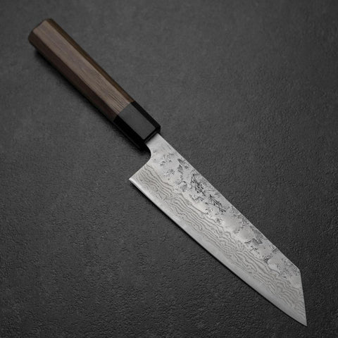 Bunka Sweden Stainless Steel Nashiji Washi Damascus Walnut Shitan Handle 170mm-[Musashi]-[Japanese-Kitchen-Knives]