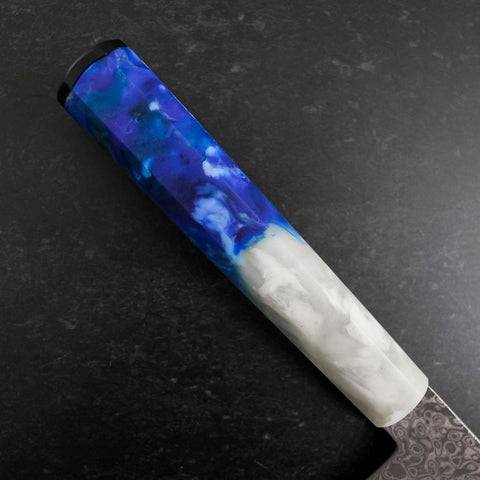 Bunka VG-10 Damascus Ocean White Blue Handle 180mm-[Musashi]-[Japanese-Kitchen-Knives]