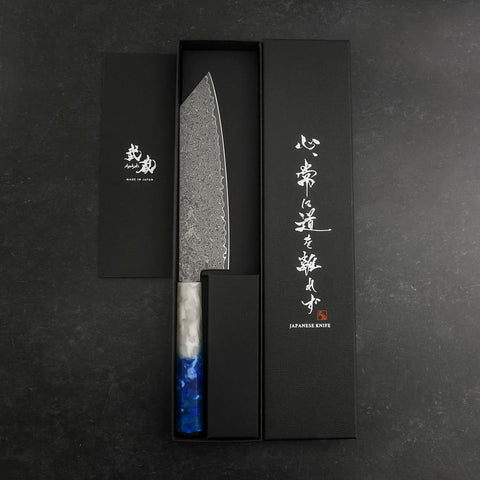 Bunka VG-10 Damascus Ocean White Blue Handle 180mm-[Musashi]-[Japanese-Kitchen-Knives]