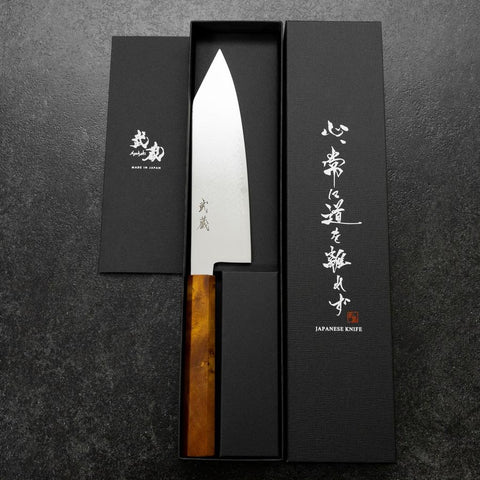 Bunka VG-10 Damascus Yellow-Brown Birch Handle 180mm-[Musashi]-[Japanese-Kitchen-Knives]