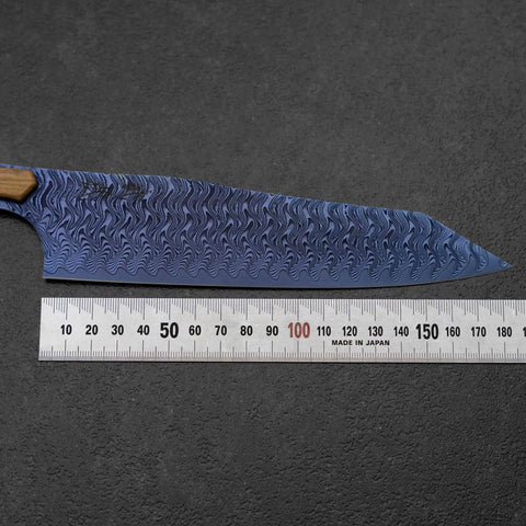 Bunka VG-10 Mirror Damascus Olive Handle 180mm - Blue-[Musashi]-[Japanese-Kitchen-Knives]