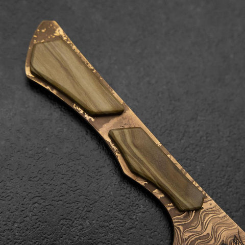 Bunka VG-10 Mirror Damascus Olive Handle 180mm - Brown-[Musashi]-[Japanese-Kitchen-Knives]