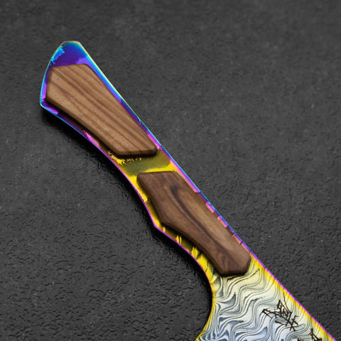 Bunka VG-10 Mirror Damascus Olive Handle 180mm - Rainbow-[Musashi]-[Japanese-Kitchen-Knives]