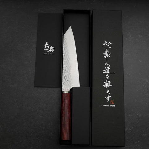 Bunka VG-10 Tsuchime Cherry Red Handle 165mm-[Musashi]-[Japanese-Kitchen-Knives]