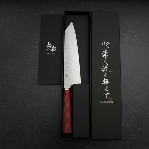 Bunka VG-10 Tsuchime Oval Red Handle 180mm-[Musashi]-[Japanese-Kitchen-Knives]
