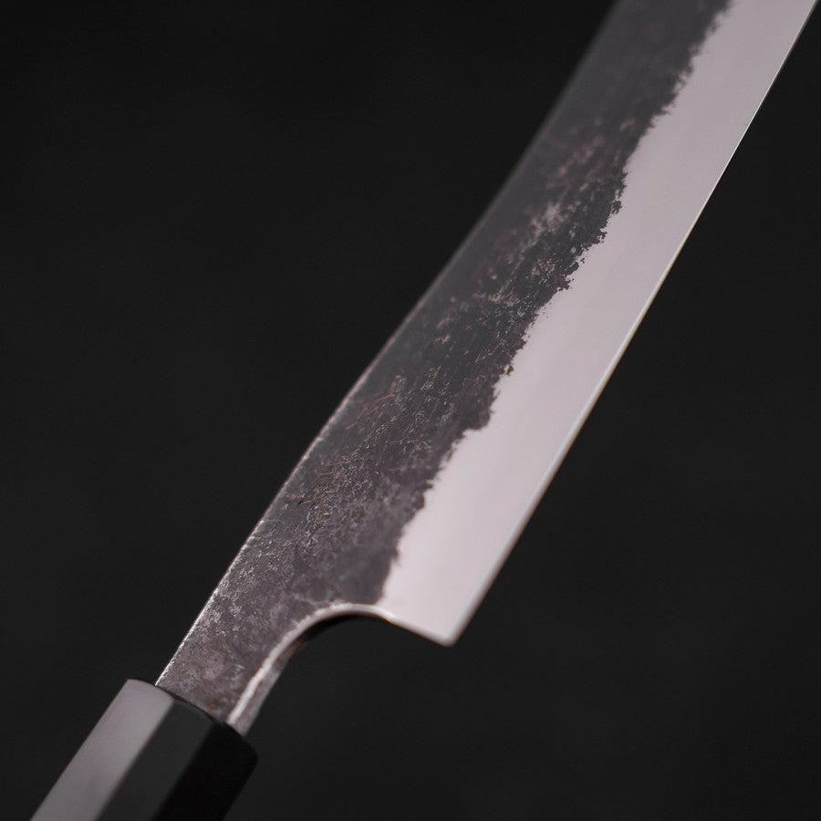 Bunka White Steel #2 Stainless Clad Kurouchi Buffalo Teak Handle 180mm-[Musashi]-[Japanese-Kitchen-Knives]