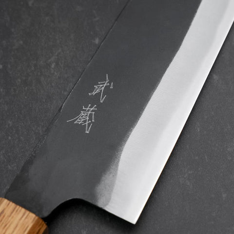 Bunka White Steel #2 Kurouchi Yaki Urushi Handle 190mm-[Musashi]-[Japanese-Kitchen-Knives]