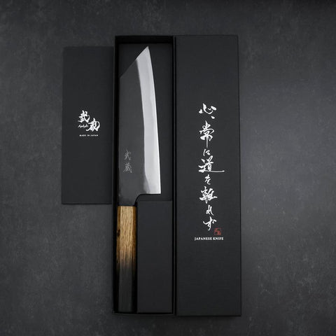Bunka White Steel #2 Kurouchi Yaki Urushi Handle 190mm-[Musashi]-[Japanese-Kitchen-Knives]