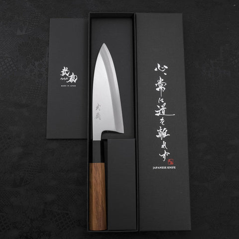 Deba AUS-10 Polished Buffalo Teak Handle 150mm-[Musashi]-[Japanese-Kitchen-Knives]