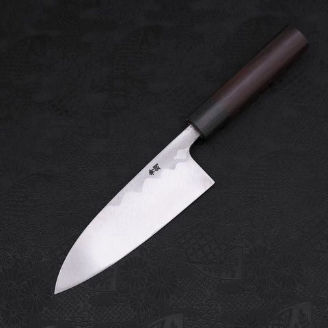 Deba Blue Steel #2 Damascus Shitan Handle 150mm-[Musashi]-[Japanese-Kitchen-Knives]