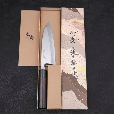 Deba Blue Steel #2 Damascus Shitan Handle 150mm-[Musashi]-[Japanese-Kitchen-Knives]
