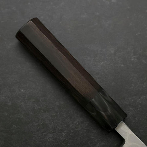 Deba Blue Steel #2 Suminagashi Buffalo Ebony Handle 150mm-[Musashi]-[Japanese-Kitchen-Knives]