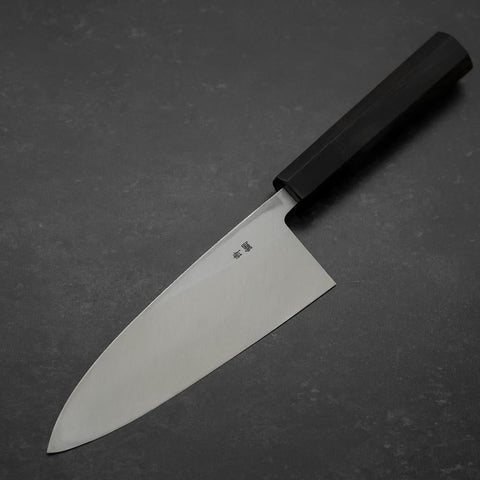 Deba Blue Steel #2 Suminagashi Buffalo Ebony Handle 165mm-[Musashi]-[Japanese-Kitchen-Knives]