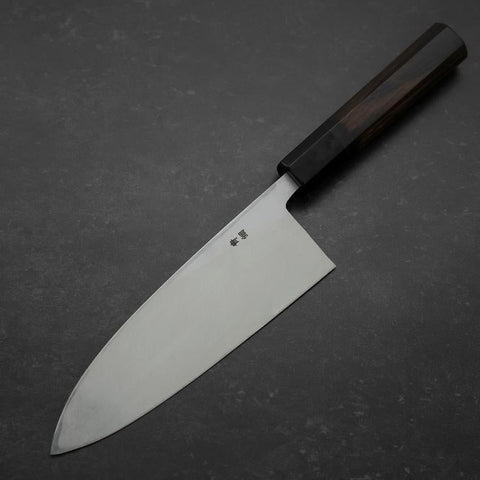 Deba Blue Steel #2 Suminagashi Buffalo Ebony Handle 180mm-[Musashi]-[Japanese-Kitchen-Knives]