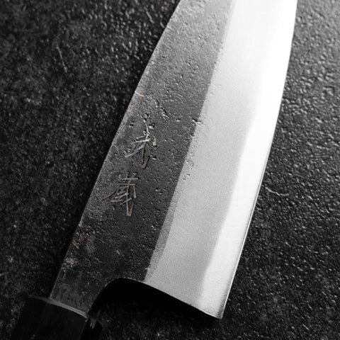 Deba Double Bevel Blue Steel #2 Kurouchi Shitan Handle 150mm (5.9”)-[Musashi]-[Japanese-Kitchen-Knives]