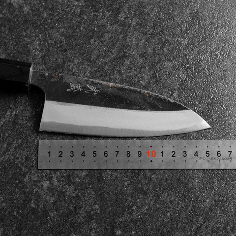 Deba Double Bevel Blue Steel #2 Kurouchi Shitan Handle 150mm (5.9”)-[Musashi]-[Japanese-Kitchen-Knives]