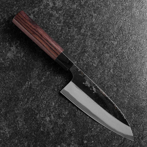 Deba Double Bevel Blue Steel #2 Kurouchi Shitan Handle 150mm (5.9”)-[Musashi]-[Japanese-Kitchen-Knives]