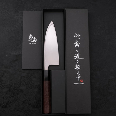 Deba Left Hand AUS-10 Polished Buffalo Wenge Handle 150mm-[Musashi]-[Japanese-Kitchen-Knives]