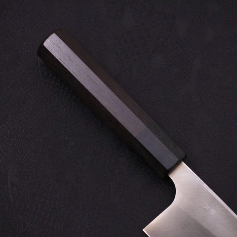 Deba Left Hand Silver Steel #3 Kasumi Buffalo Ebony Handle 180mm (7”)-[Musashi]-[Japanese-Kitchen-Knives]