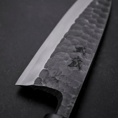 Deba Left Hand White Steel #2 Kurouchi Tsuchime Cherry Handle 180mm-[Musashi]-[Japanese-Kitchen-Knives]