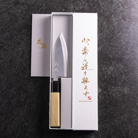 Deba Silver Steel #3 Kasumi Buffalo Magnolia Handle 120mm-[Musashi]-[Japanese-Kitchen-Knives]