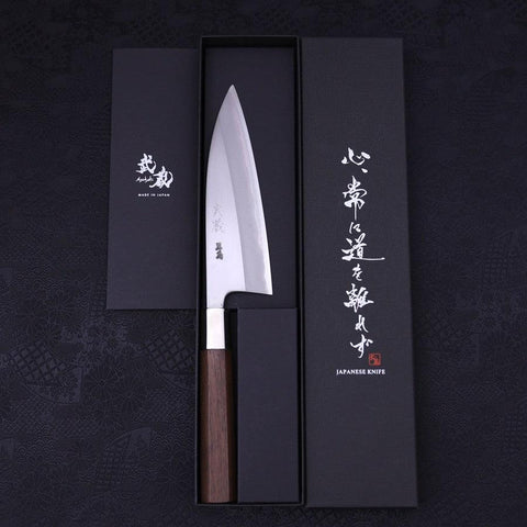 Deba Stainless Clad Blue Steel #2 Walnut Handle 165mm-[Musashi]-[Japanese-Kitchen-Knives]