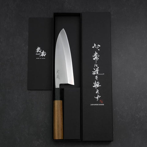 Deba VG-10 Damascus Buffalo Teak Handle 165mm-[Musashi]-[Japanese-Kitchen-Knives]