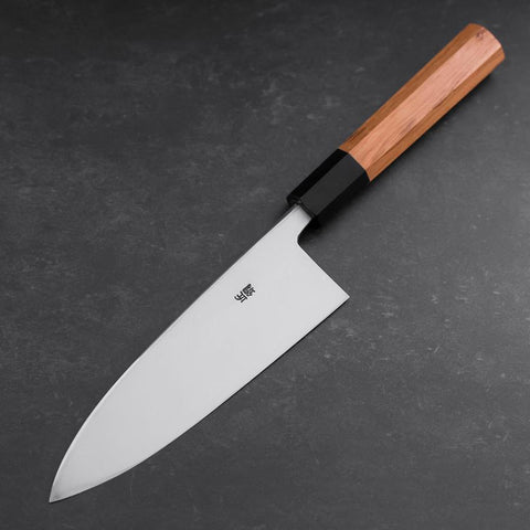 Deba White Steel #2 Hon-Kasumi Buffalo Teak Handle 165mm (6.5”)-[Musashi]-[Japanese-Kitchen-Knives]