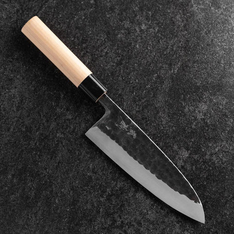 Deba White Steel #2 Kurouchi Tsuchime Cherry Handle 180mm-[Musashi]-[Japanese-Kitchen-Knives]