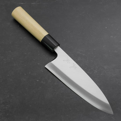 Deba White Steel #2 Kasumi Buffalo Magnolia Handle 165mm (Kurigata)-[Musashi]-[Japanese-Kitchen-Knives]