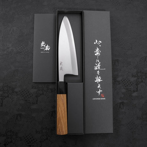 Deba White Steel #2 Kasumi Buffalo Teak Handle 180mm-[Musashi]-[Japanese-Kitchen-Knives]